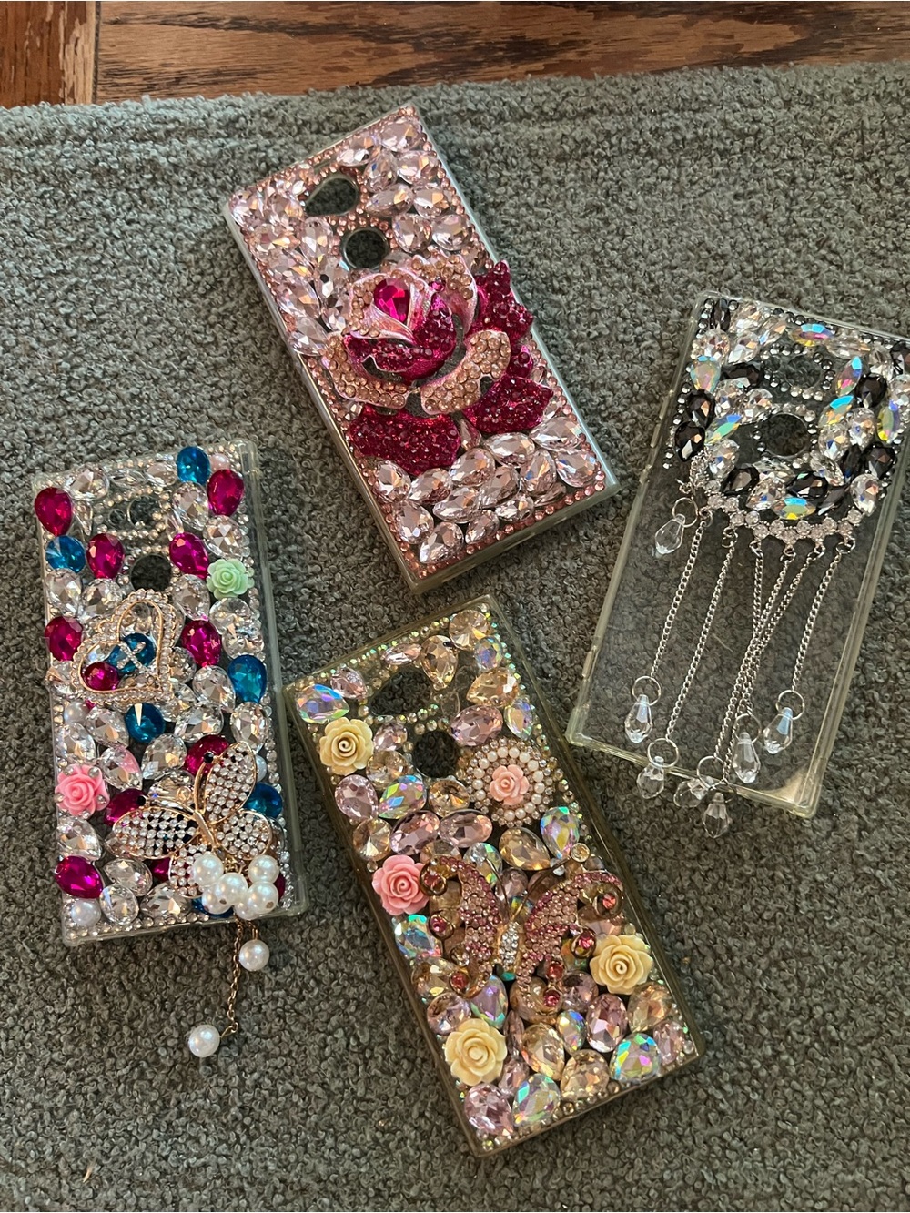 Pink Rhinestone Floral Bling Phone Case - Decorative Sparkle Cover